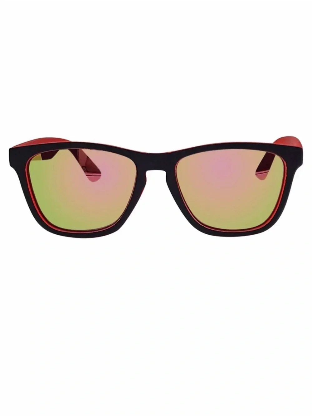 Wayfarer Full Rim Sunglasses with Red Mirrored Lenses - 100% UV Protection